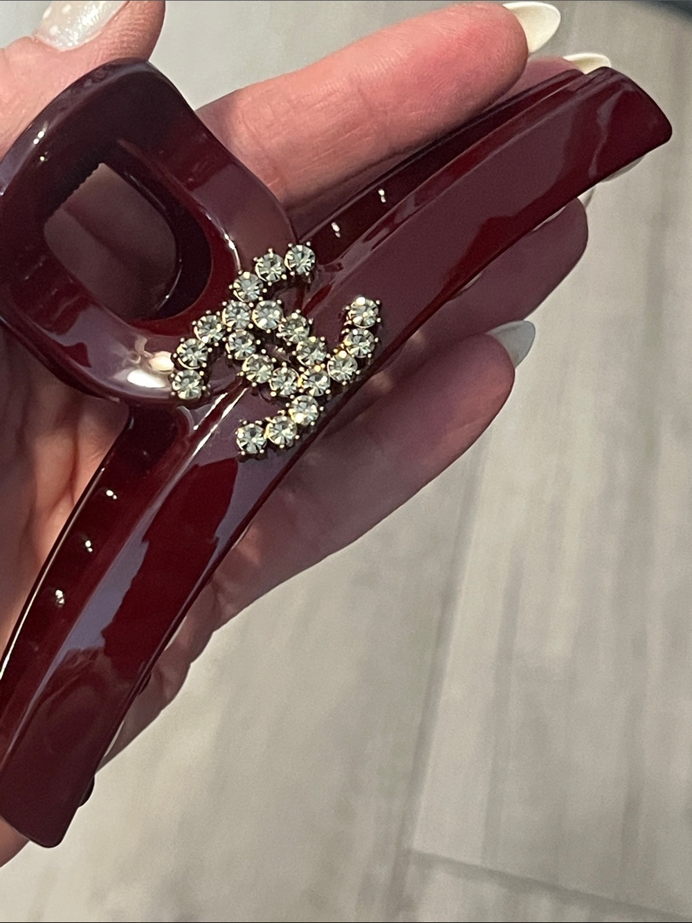 Sparkling Burgundy Rhinestone Hair Claw Clip